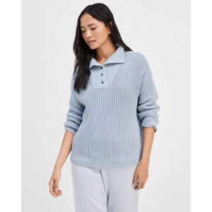 Haven Well Within Size XXL Button-Up Mock Neck Sweater in Breeze Blue NEW!